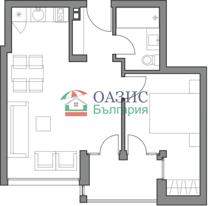 Апартамент с 1 спалня в комплекс "Open Sea Residence", между гр. Обзор и гр. Бяла, 56.85 кв. м,