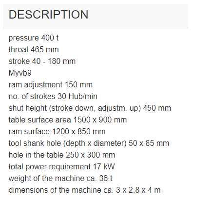 Vand Presa cu excentric