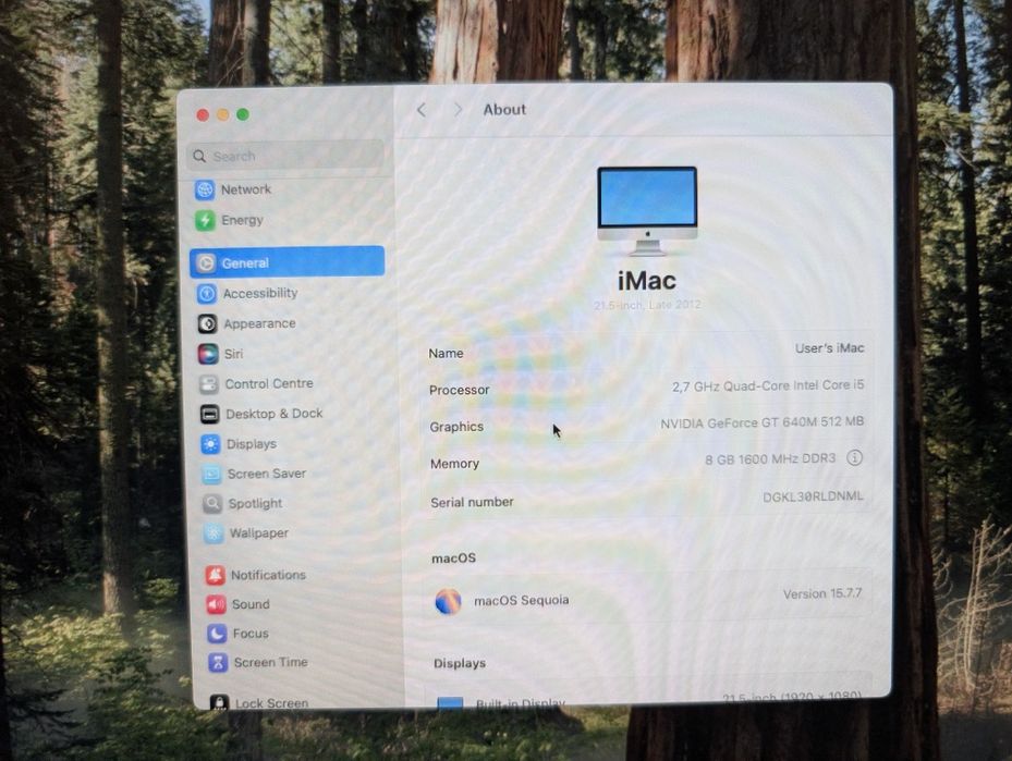 Imac 21,5" i5 8gb RAM 500gb ssd 128 M2
