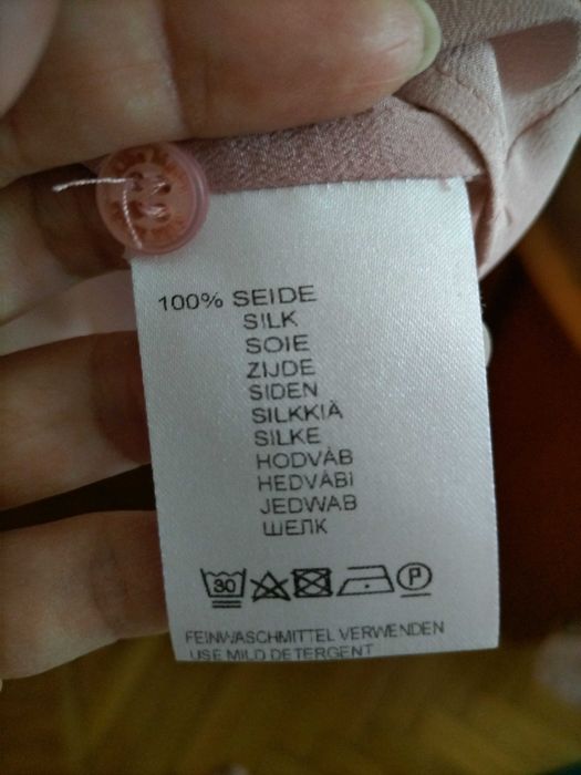 Bluza Alba Moda din matase 100%, roz pudrat, noua, mar L-44