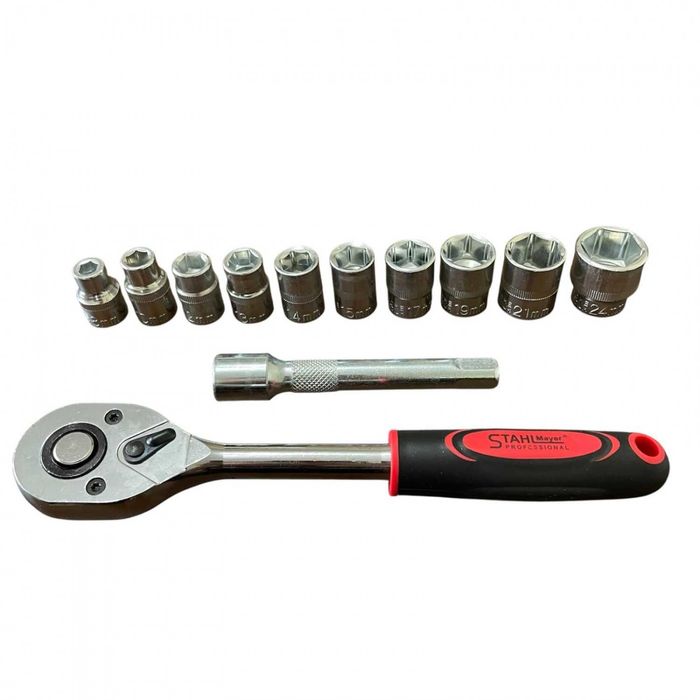 НЕМСКА Тресчотка С Вложки И Удължител 1/2” 12ч STAHLMAYER + ЛЕД ФЕНЕР