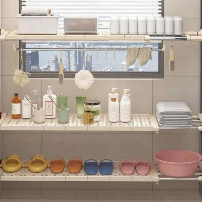 Разтегателен телескопичен рафт без пробиване 50–80 см .