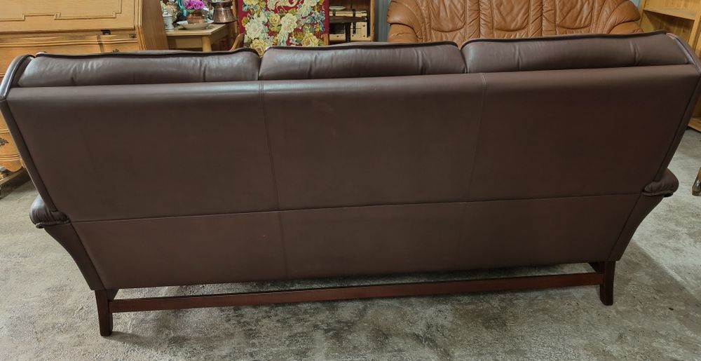 Винтидж диван тройка от естествена кожа