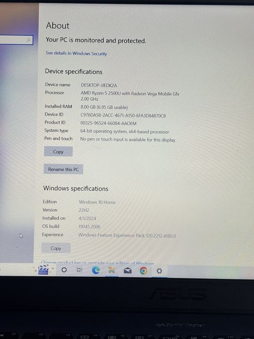 Asus Vivobook 15•Ryzen 5• 8gb ram• 15” infinity edge• SSD