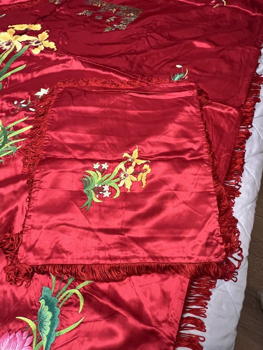 Сатенено покривало за легло от коприна ръчно  подарък