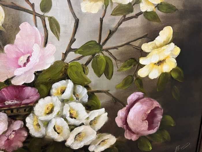Spectaculoasa pictura semnata-Elegant buchet floral-Olanda