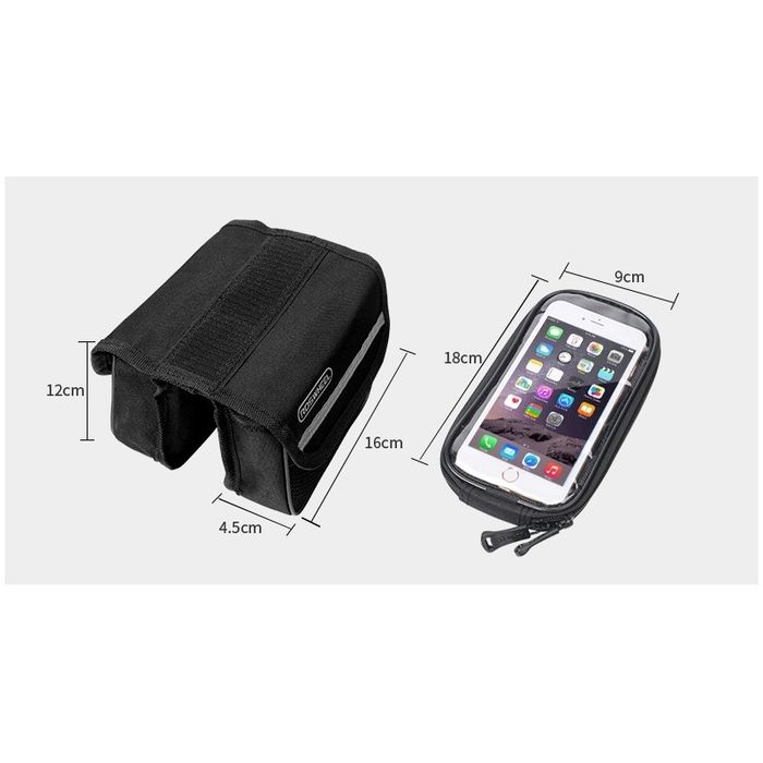 Geanta husa smartphone cadru bicicleta coburi mtb cursiera  2 buzunare