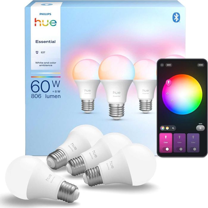 Комплект Philips Hue Essential A19 умни крушки  с Bridge или без