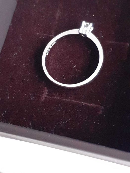 Inel de logodna 54 aur alb 14Kt [585] cu diamant D 0.15 NOU Kultho