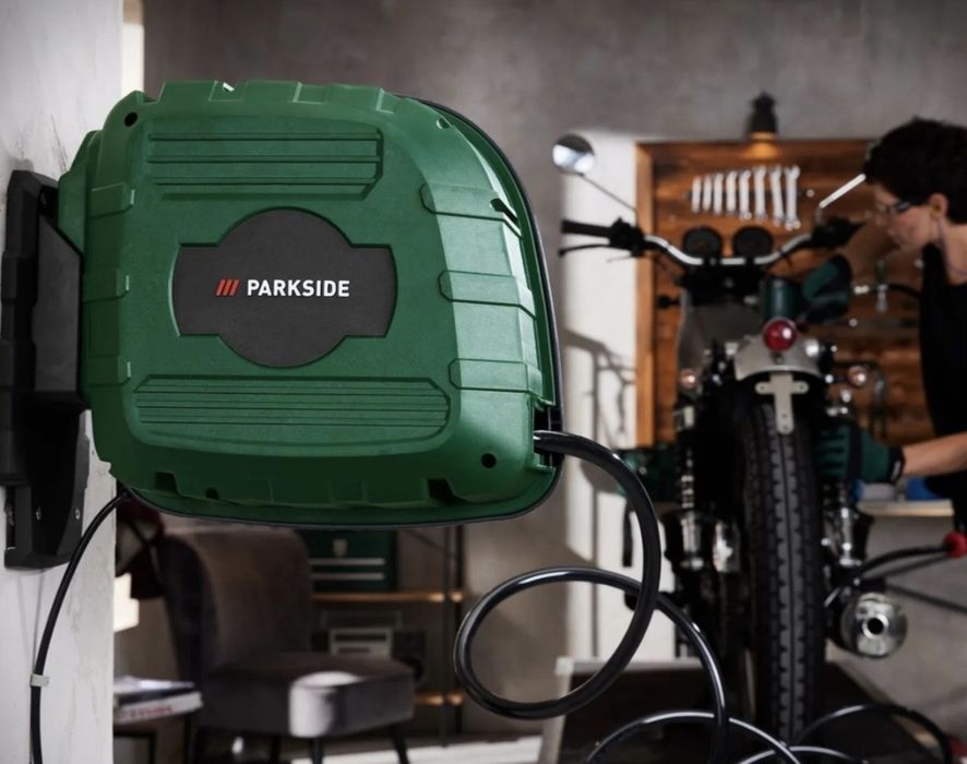 Компресор Parkside PKS 1100 A1, с автоматичен барабан за маркуч