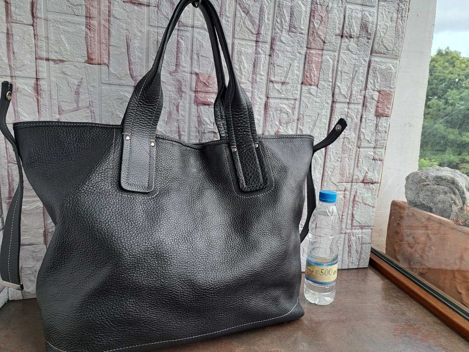 дамска чанта,TT.BAGATT голяма черна торба-естествена кожа