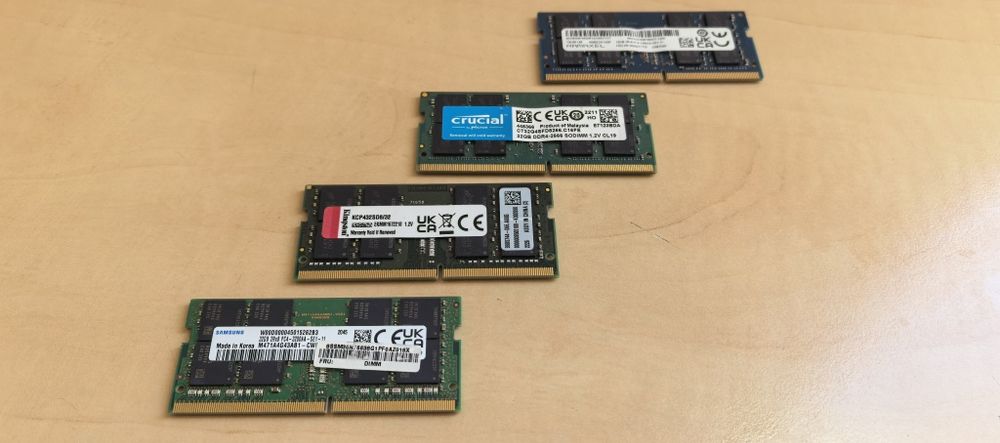 Memorie RAM Laptop Samsung / Crucial / Kingston / RAMAXEL _32GB 3200Mhz DDR4_1x32GB_sau 2666Mhz_490 lei/Buc