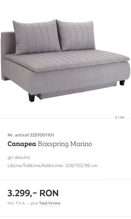 Pat Box Spring Cu 4 perini