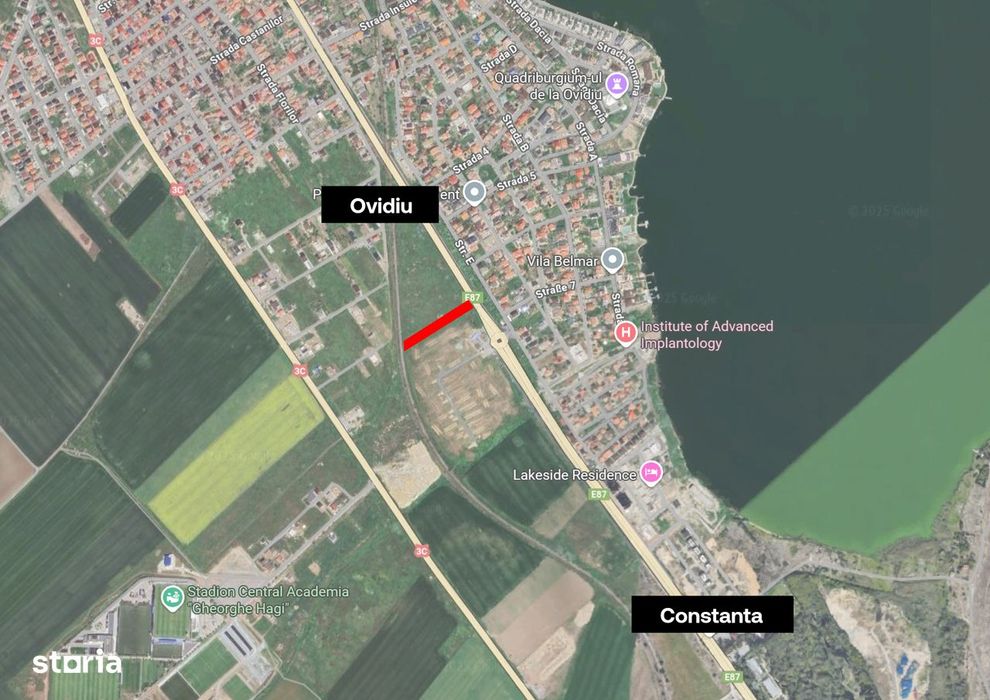 Teren 2.500 mp Ovidiu vis-a-vis de Insula Ovidiu (sens giratoriu)