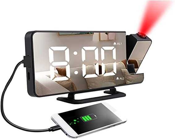 Дигитален часовник, LED огледален часовник с проекция, аларма