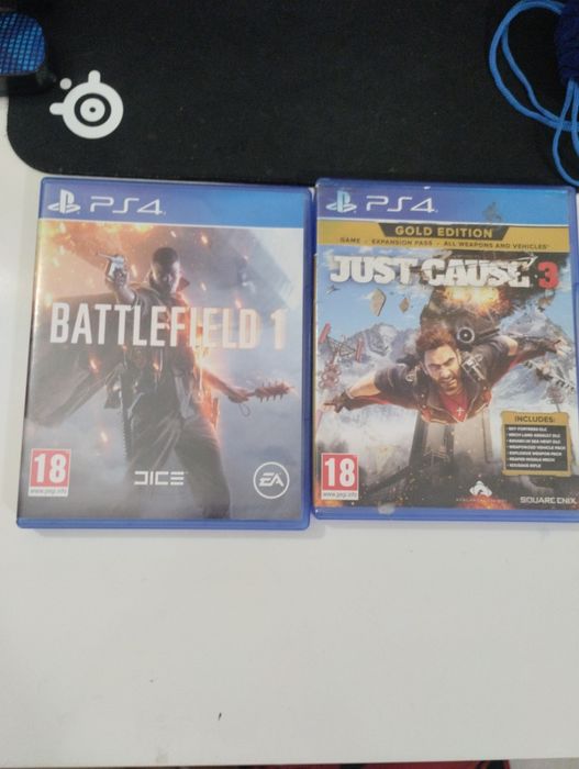 Продавам battlefeld 1 и just cause gold edition 3.Може да какие 1 игра