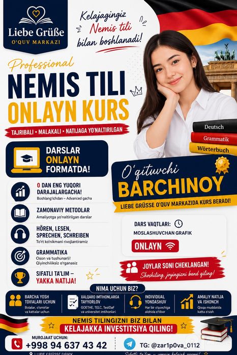 Nemis tili kurs Germaniyaga ketamiz nemis tili bilan online