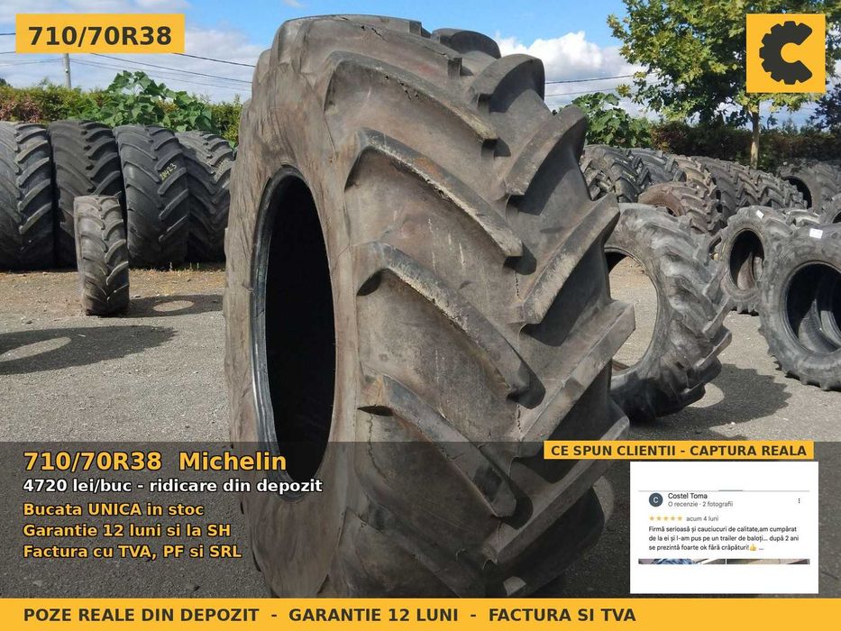 Anvelope Cauciucuri 710/70R38 710/70 R38 710 70 R38 7107038 Michelin Tractor Punte Spate Tractiune SH Second Hand IEFTIN Garantie 1 An Factura TVA