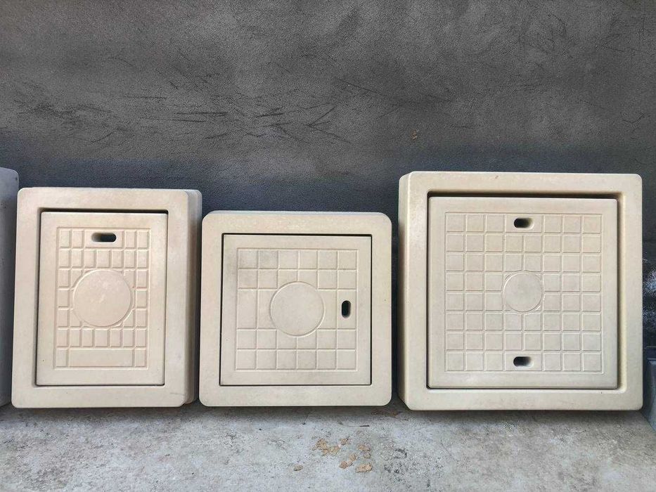 Люки бетонные. Колодец крышка. Лоток. Бордюр .