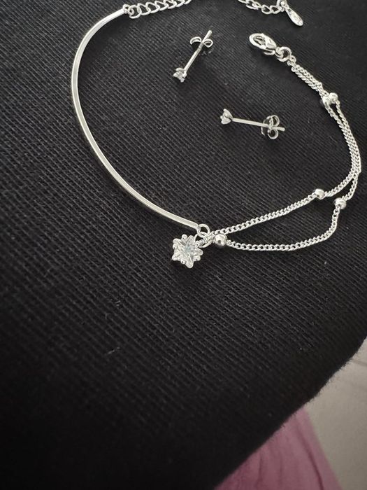 Нова сребьрна гривна + обеци