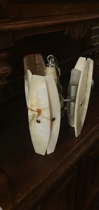 Lustra art deco reală din onix si crom