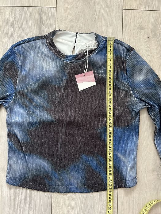 Compleu Jimmy Key XS, bluză + fustă midi cu paiete, nou cu etichetă