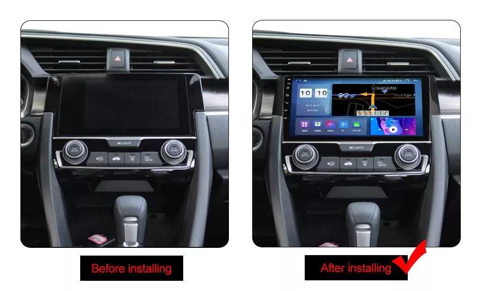 NAVIGATIE Android 14 Honda Civic 2015 - 2020  Waze CarPlay + CAMERA