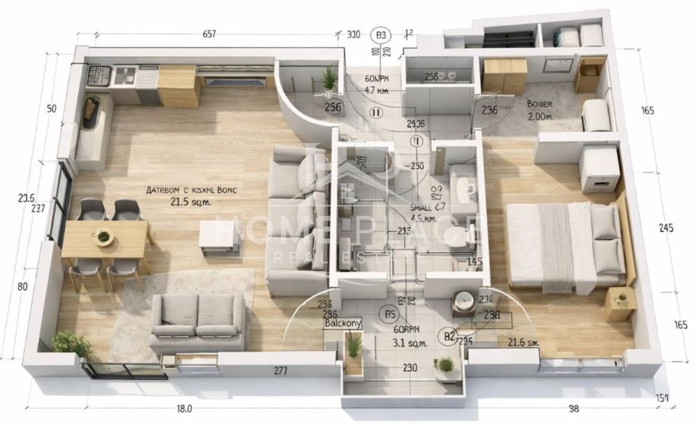 Двустаен апартамент в новострояща се жилищна сграда, разположена в пр