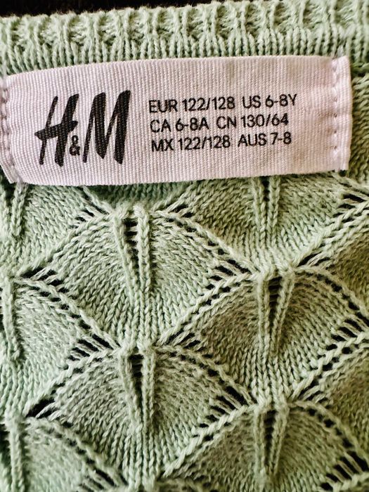 Cardigan bumbac verde H&M_fete 6-8 ani (122-128 cm)