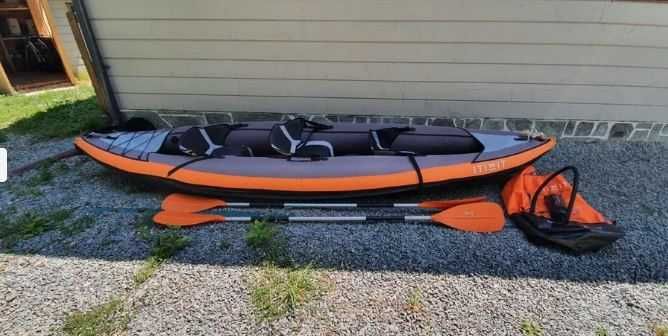 Caiac-canoe ITIWIT gonflabil 2/3 locuri + Padelă 2 segmente + Pompă