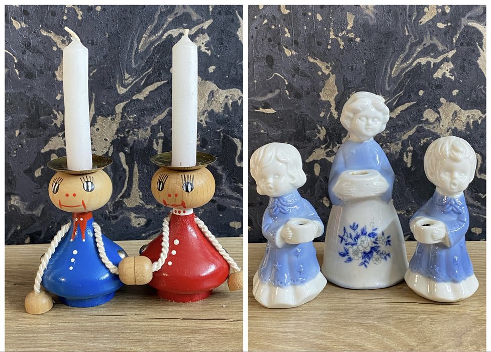 Свещнищи  дървени и порцеланови