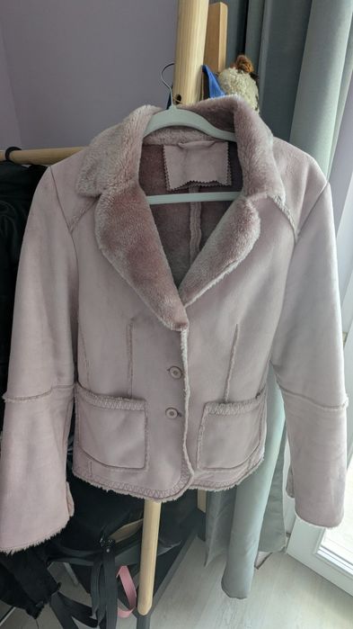 Пухено розово палтенце