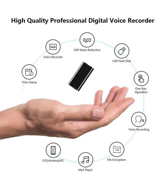 Мини Шпионски Аудио Рекордер 16 GB Диктофон Записвачка MP3 плейър