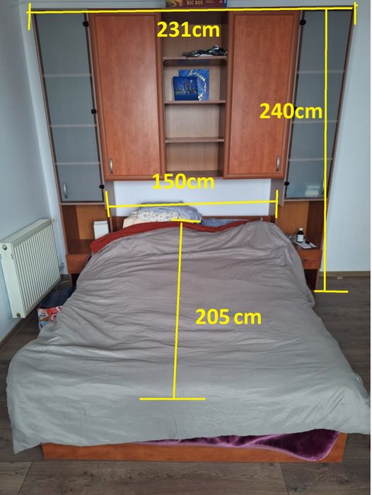 Cadru pat dulap si saltea