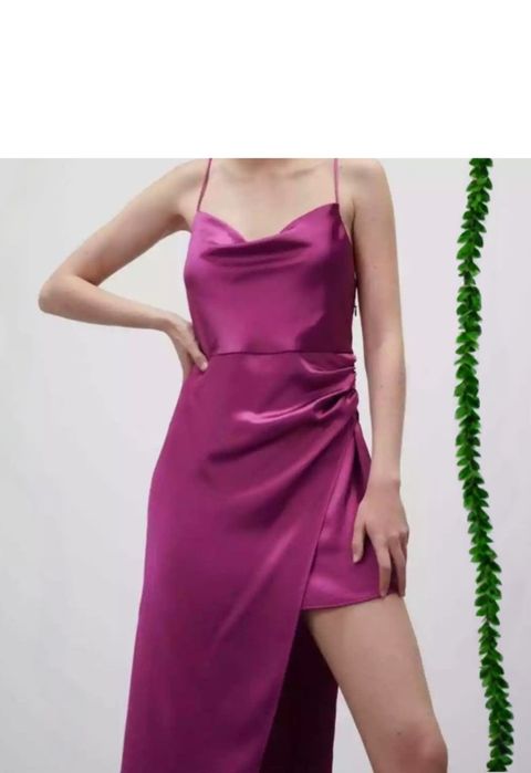 Rochie Zara satinata, culoare violet vibrant, marime S