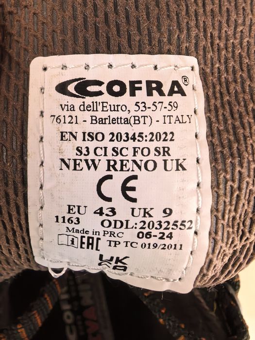 Работни обувки / ботуши нови 42 43 44 и 45 номер Cofra Givabi Stenso