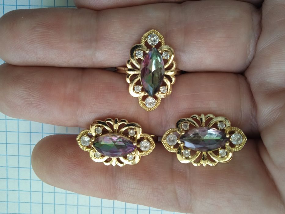 Бижутерный набор ( Серьги, кольцо).