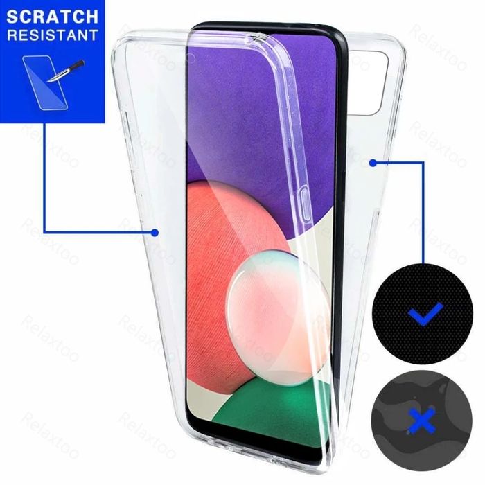 Прозрачен 360 Градуса Кейс за Samsung Galaxy A22 4G / A22 5G силиконов