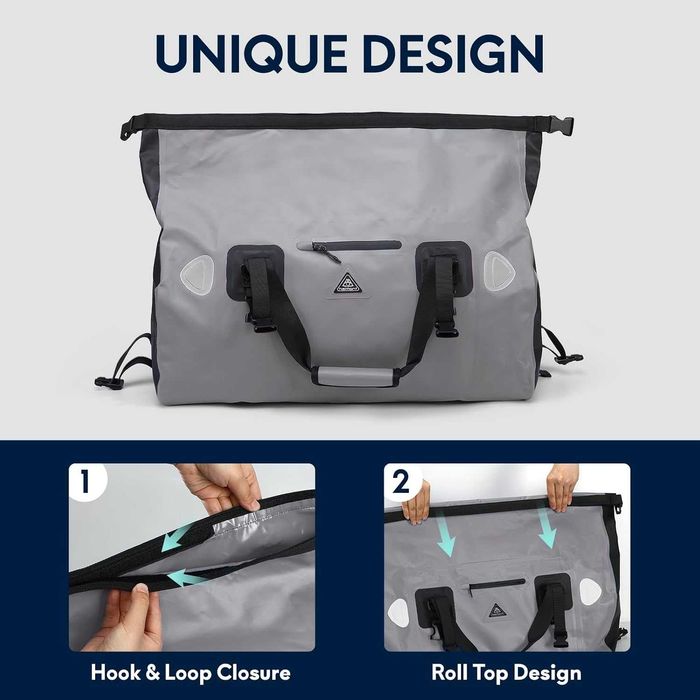Geantă de voiaj impermeabilă Haimont, tip sac cu închidere prin rulare