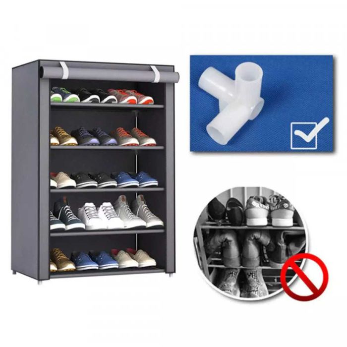Текстилен шкаф за обувки с 5  реда