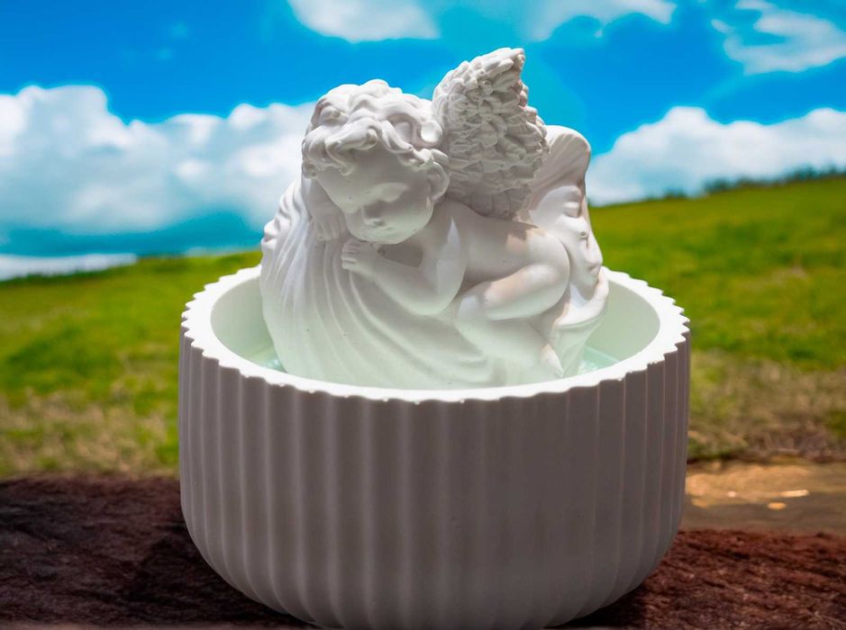 Produse ceramica: Bol cu lumanare parfumata si ingeras din ceramica.