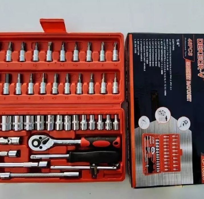 DEKECR-V 46 qismli asboblar to'plami - universal va professional vosit