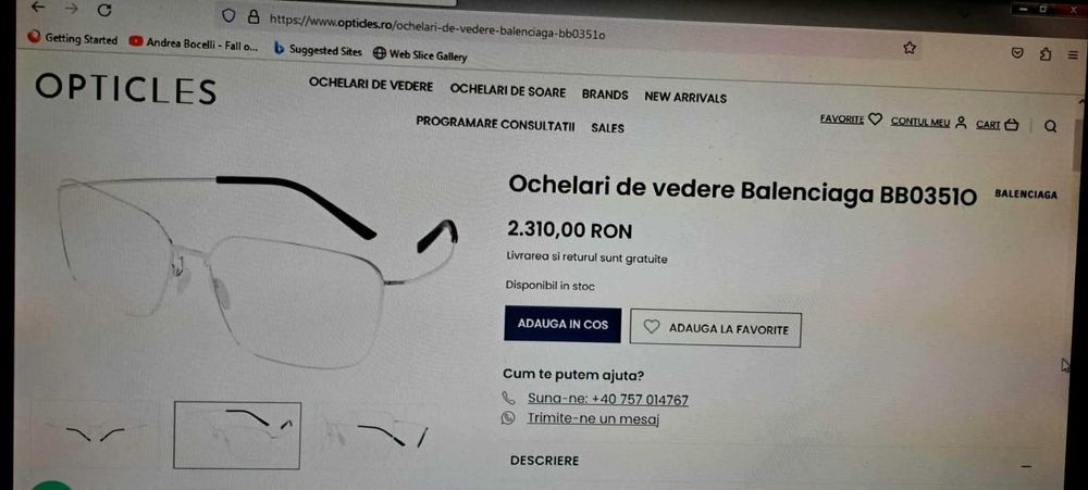 Rama ochelarii Balenciaga originala din Titanium prod nou