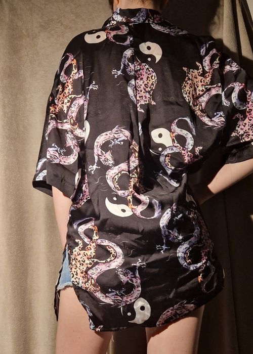 Cămașă Ying Yang mov și negru, mărimea S