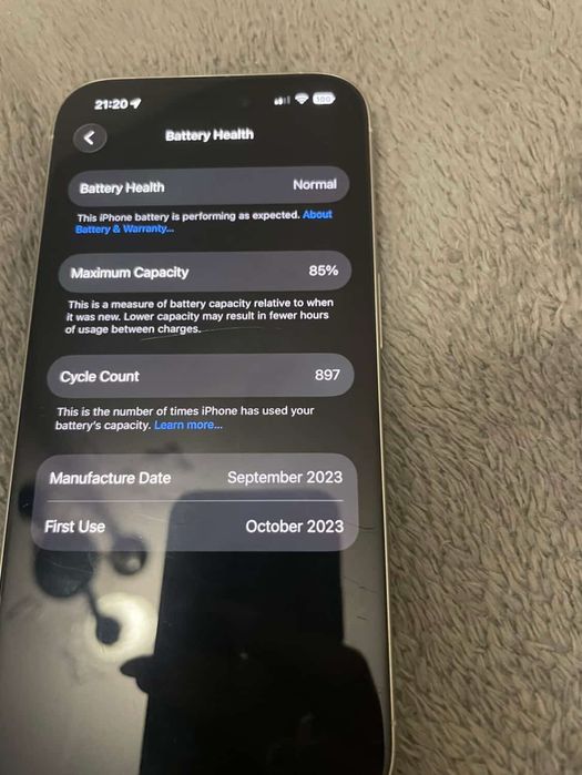 Iphone 15 pro 256 GB 85% kapacitet 600€