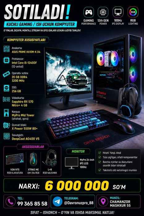ASUS PRIME H610M-K D4 sotiladi