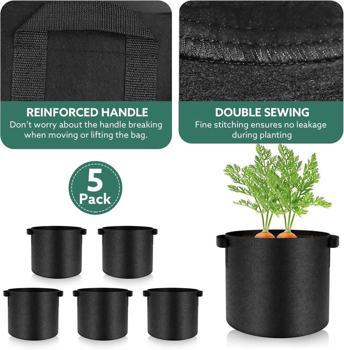 Set de 5 saci pentru cultura plante 38L cu manere