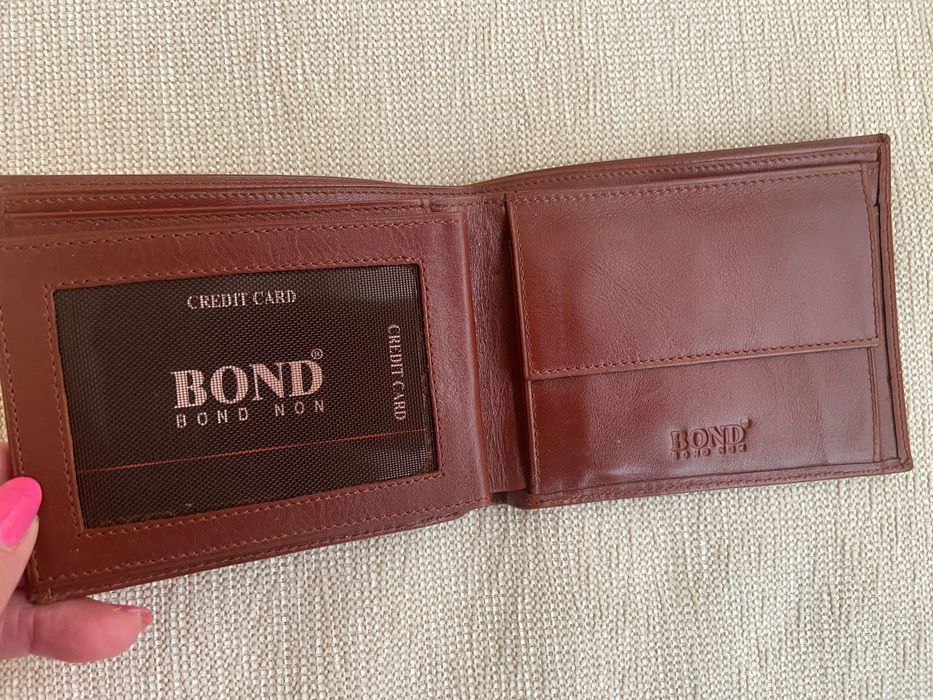 НОВ мъжки портфейл BOND естествена кожа