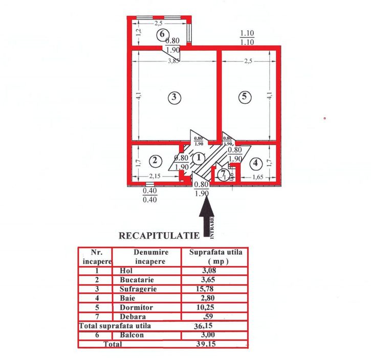 Ap. 2 cam. decomandat, 39 mp, et. 3, fara imbunat. zona Progresul II