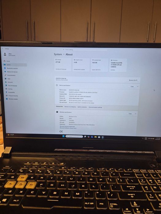 Gaming laptop Asus rog strix G731GT.i7-9750H win 11 pro